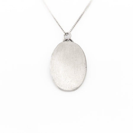 Brushed Oval Sterling Silver Necklace - Minted Jewellery