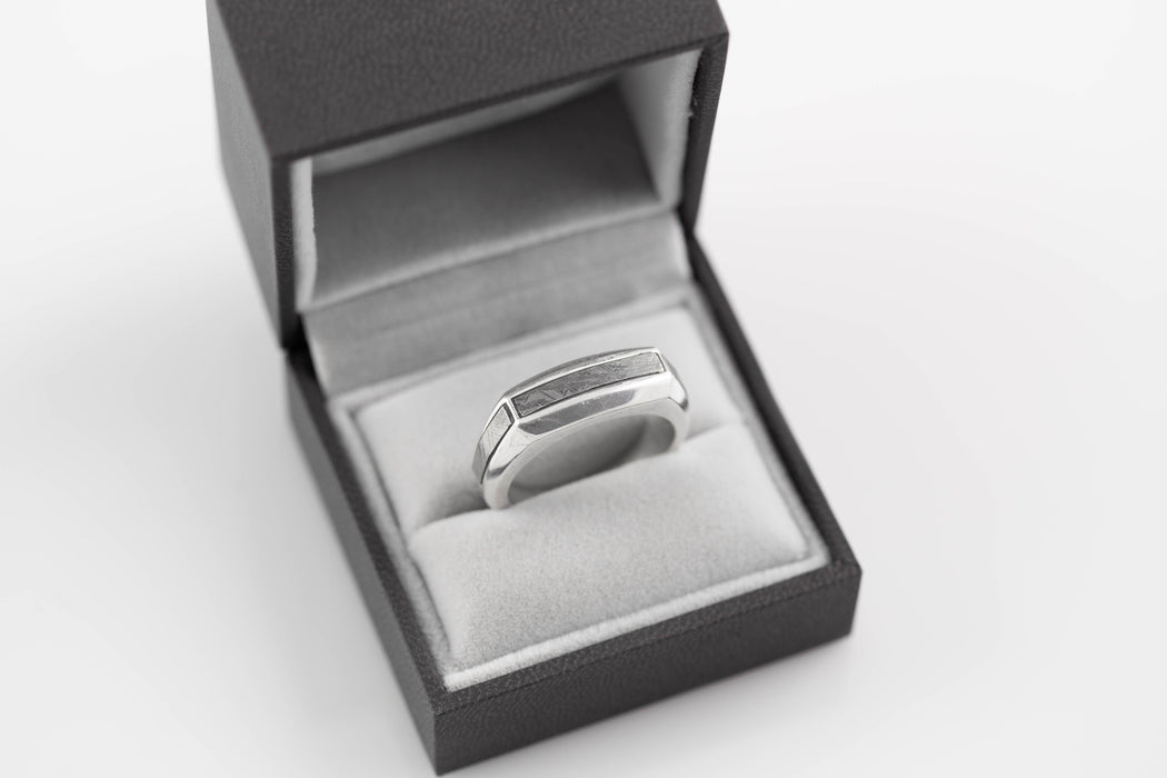 Mens Silver Meteorite Ring - Minted Jewellery