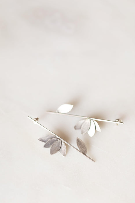 Oxidized Sterling Silver Leaf Earrings - Minted Jewellery