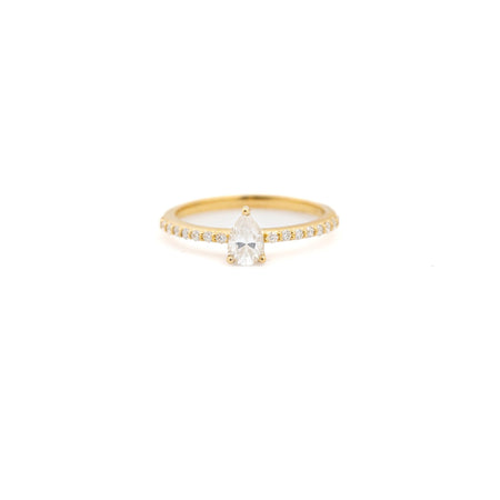 Pear Cut Moissanite Ring with Pave Band - Minted Jewellery